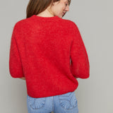 Malena Boxy Short Sleeve Sweater - Ruby