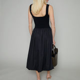 Quinn Bubble Hem Midi Dress - Black
