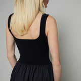 Quinn Bubble Hem Midi Dress - Black