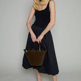 Quinn Bubble Hem Midi Dress - Black