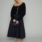 Quinn Bubble Hem Midi Dress - Black