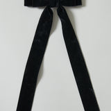 Velvet Double Fold Bow Hair Clip - Black