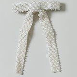 Pearl Embellished Hair Bow Barrette