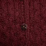 Ayla Embellished Cable Knit Cardigan - Wine