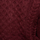 Ayla Embellished Cable Knit Cardigan - Wine