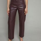 Wrigley High Rise Bowed Straight Leather Pant
