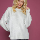 Celeste Oversized Mock Neck Sweater - Snow Disco