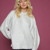 Celeste Oversized Mock Neck Sweater - Snow Disco