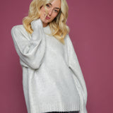 Celeste Oversized Mock Neck Sweater - Snow Disco