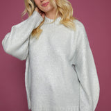 Celeste Oversized Mock Neck Sweater - Snow Disco
