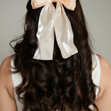 Organza Hair Bow Barrette - Beige
