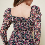 Bella Floral Sweetheart Neckline Midi Dress