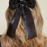 Organza Hair Bow Barrette - Black