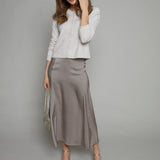 Penny Luxe Satin Midi Skirt - Moonlight