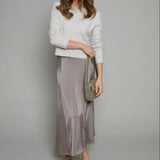 Penny Luxe Satin Midi Skirt - Moonlight