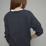Rasha V-Neck Knit Sweater - Charcoal Heather