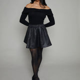 Gypsy Faux Leather Mini Skirt - Black
