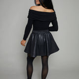 Gypsy Faux Leather Mini Skirt - Black