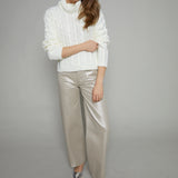 Alaina Cable Knit Turtleneck - Sea Salt