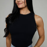 Kenzie Pearl Embellished Rib Knit Bodysuit