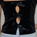 Bella Velvet Bow Back Top
