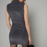 Harley Metallic Mock Neck Mini Dress