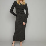 Leanne Metallic Rib Knit Maxi Skirt