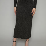 Leanne Metallic Rib Knit Maxi Skirt