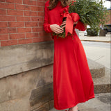 Penny Luxe Satin Midi Skirt - Red