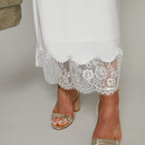 Erin Lace Satin Midi Skirt - Cloud