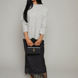 Erin Lace Satin Midi Skirt - Black