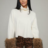 Angelica Turtleneck Fur Cuff Sweater