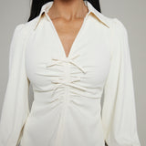 Hilda Collared Bow Blouse