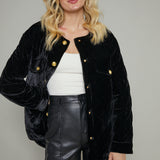 Kiana Quilted Velvet Oversized Jacket