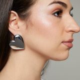 Silver Chunky Heart Stud Earrings