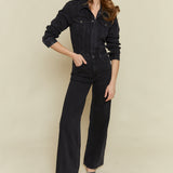 Danica Black Denim Wide Leg Jumpsuit