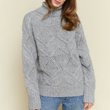 Saige Turtleneck Sweater - Heather Grey