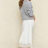 Erin Lace Satin Midi Skirt - Cloud