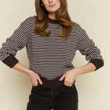 Kennedy Striped Relaxed Sweater - Mocha