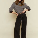 Carrington High Rise Relaxed Flared Jean - Chocolate Washed