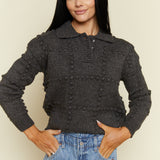 Sydney Textured Knit Polo Sweater