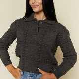 Sydney Textured Knit Polo Sweater