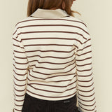Jana French Terry Striped Polo Top