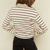 Jana French Terry Striped Polo Top