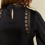Nikki Mock Neck Embroidered Top