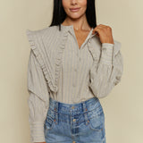Elba Collared Ruffle Blouse