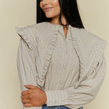 Elba Collared Ruffle Blouse