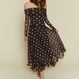 Brielle Polka Dot Mesh Maxi Skirt