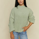 Jessie Relaxed High Neck Ribbed Sweater - Pistachio