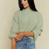 Jessie Relaxed High Neck Ribbed Sweater - Pistachio